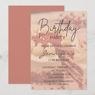 Elegante 11. Geburtstagseinladungen Cake Chic Einladung