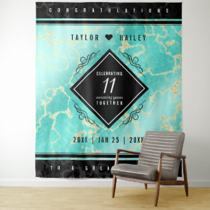 Elegante 11. Türkis Hochzeitstag-Jubiläum Wandteppich