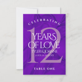 Elegante 12. Silk Wedding Anniversary Table Card Dankeskarte