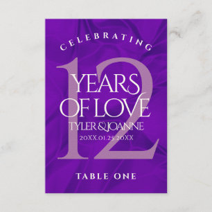 Elegante 12. Silk Wedding Anniversary Table Card Dankeskarte