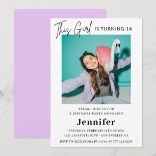 Elegante 14. Geburtstagseinladung Foto Mädchen Mod Einladung