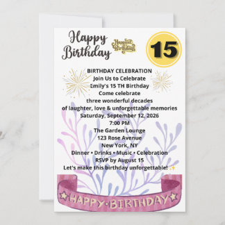 Elegante 15. Geburtstagseinladung – Chic Floral Bi Einladung
