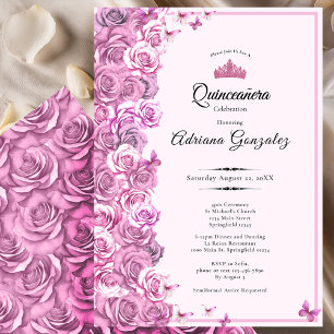 Elegante 15. Geburtstagsrosen Rosa Quinceanera Einladung