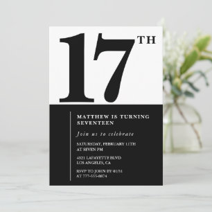 Elegante 17. Geburtstagseinladung Black Chic Moder Einladung