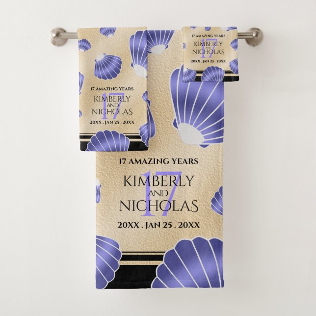 Elegante 17. Muscheln Hochzeitstag Badhandtuch Set (Insitu)