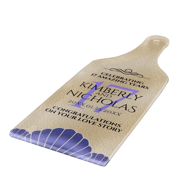 Elegante 17. Muscheln Hochzeitstag Schneidebrett (Ecke)