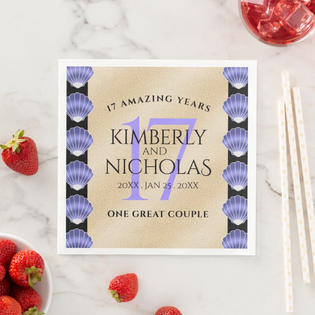 Elegante 17. Muscheln Hochzeitstag Serviette (Beispiel)