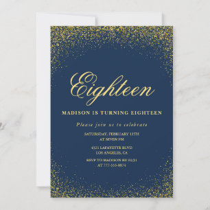 Elegante 18. Geburtstagseinladung Gold Navy Glitte Einladung