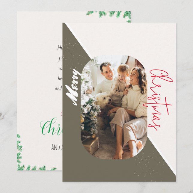 Elegante 1 arch Foto Familienweihnachtskarte Save The Date (Vorne/Hinten)