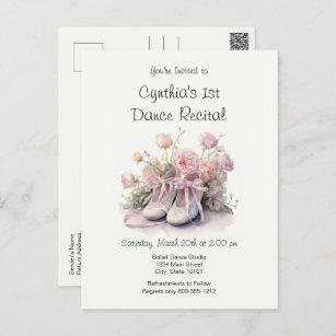 Elegante 1. Ballett Tanz Einladung Postkarte