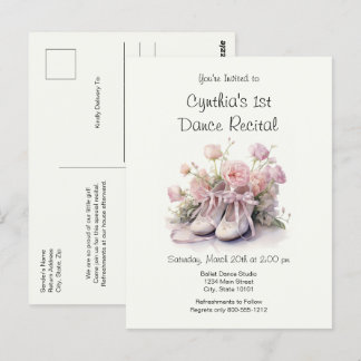 Elegante 1. Ballett Tanz Einladung Postkarte