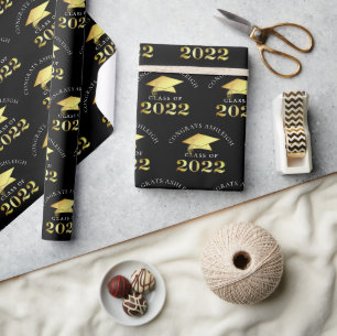 Elegante 2022 Black Gold Personalisiert Geschenkpapier