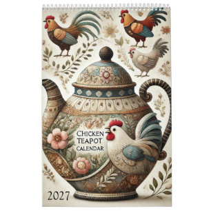 Elegante 2027 Hübsche Hühner-Teekannen-Kalender - Kalender