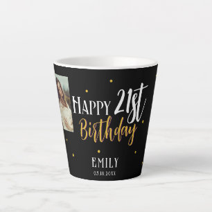 Elegante 21. Geburtstags-Goldfolie Foto-Party Milchtasse