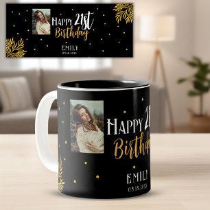 Elegante 21. Geburtstags-Goldfolie-Foto-Party Zweifarbige Tasse