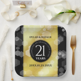 Elegante 21. Geburtstagsfeier der Brass-Hochzeit Pappteller