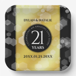 Elegante 21. Geburtstagsfeier der Brass-Hochzeit Pappteller