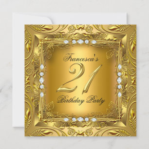 Elegante 21. Geburtstagsfeier Elite Gold Diamanten Einladung