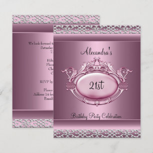 Elegante 21. Geburtstagsfeier Satin-Rosa-Silberbes Einladung