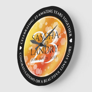 Elegante 23. Hochzeitstag mit Imperial Topaz Große Wanduhr