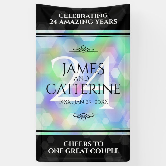 Elegante 24. Opal Wedding Anniversary Celebration Banner (Vertikal)