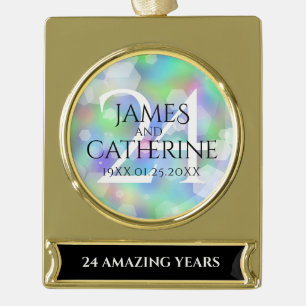 Elegante 24. Opal Wedding Anniversary Celebration Banner-Ornament Gold