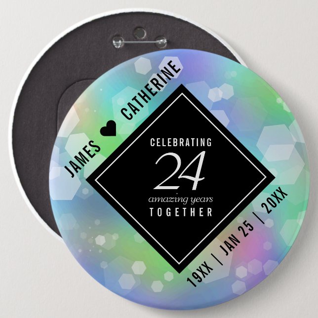 Elegante 24. Opal Wedding Anniversary Celebration Button (Vorne & Hinten)