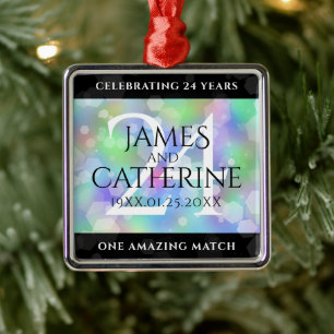 Elegante 24. Opal Wedding Anniversary Celebration Ornament Aus Metall