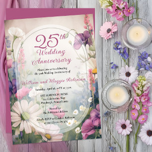 Elegante 25. Hochzeitsjubiläums-Party-Blumen Einladung