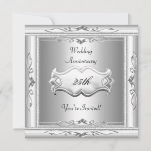 Elegante 25. Hochzeitstag Silber-Weiß Einladung