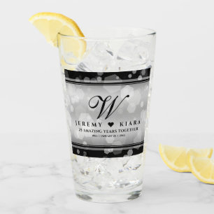 Elegante 25. Silberne Hochzeit Glas