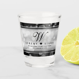 Elegante 25. Silberne Hochzeit Schnapsglas