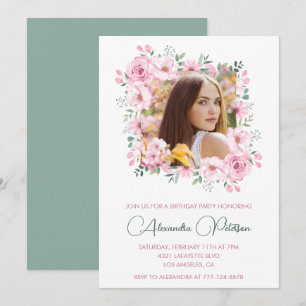 Elegante 29. Geburtstagseinladungen Foto Floral Einladung