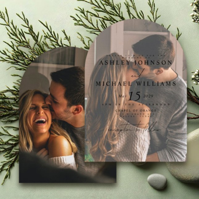 Elegante 2 Foto Arch Overlay Einladung zur Hochzei (Von Creator hochgeladen)