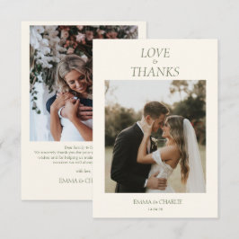 Elegante 2-Foto-Dankeskarten-Hochzeitskarte Dankeskarte