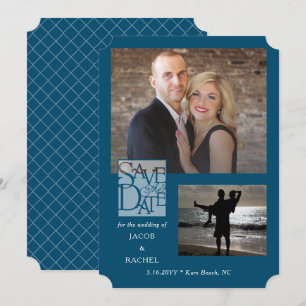 Elegante 2-Foto-Hochzeit am Ozean Save The Date