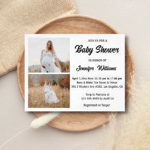 elegante 2 Fotos Collage Baby Shower Einladung Flyer
