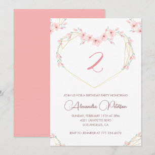 Elegante 2. Geburtstagseinladungen Rosa Floral Einladung