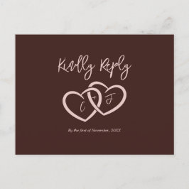 Elegante 2 Herz Sienna Rotes Menü Auswahl RSVP Kar Postkarte