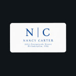 Elegante 2 Monogram Navy Blue Rücksendeadresse Adressaufkleber<br><div class="desc">Ein elegantes und minimalistisches Marineadressen-Etikett mit zwei Monogramm mit Namen,  die Sie personalisieren können.</div>