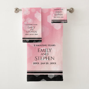Elegante 2. Rose Quartz Hochzeitstag Badhandtuch Set