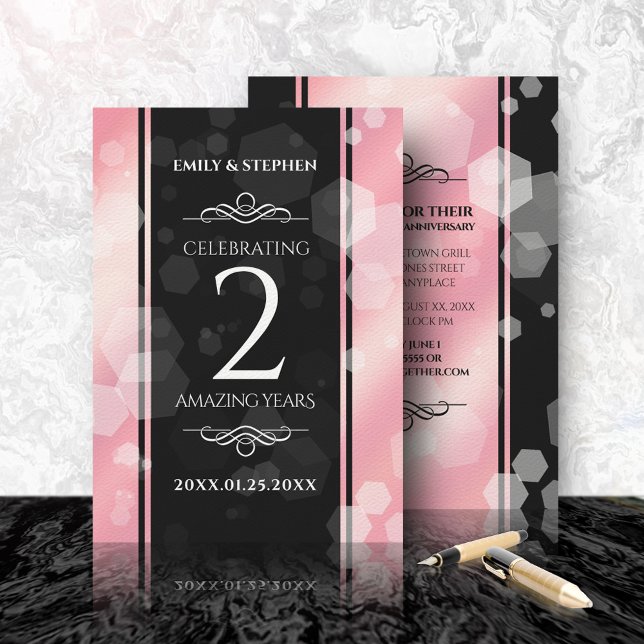 Elegante 2. Rose Quartz Hochzeitstag Einladung (Von Creator hochgeladen)