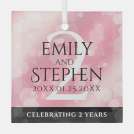 Elegante 2. Rose Quartz Hochzeitstag Ornament Aus Glas