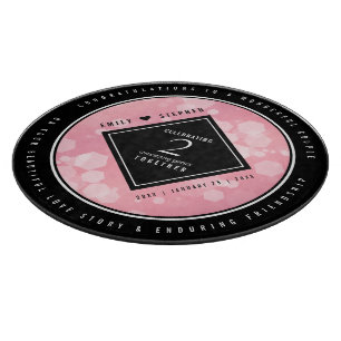 Elegante 2. Rose Quartz Hochzeitstag Schneidebrett