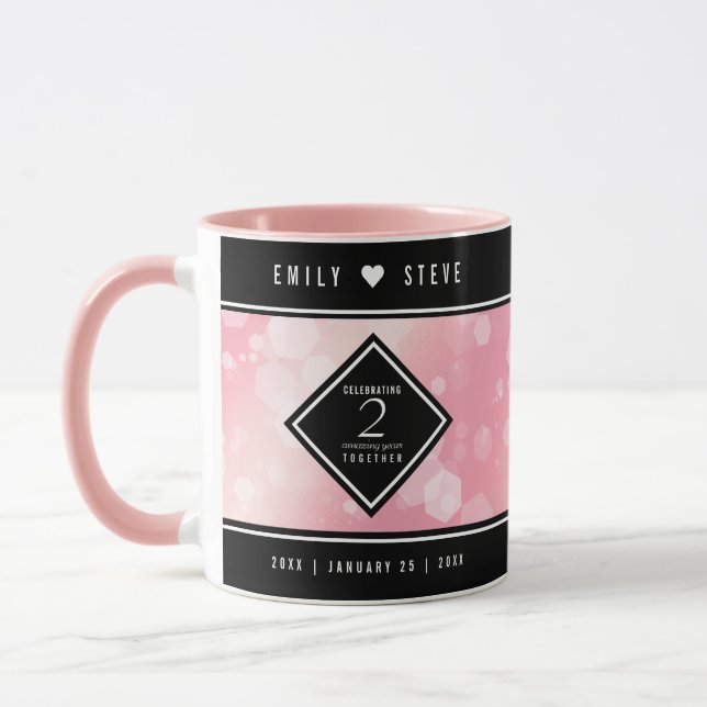 Elegante 2. Rose Quartz Hochzeitstag Tasse (Links)