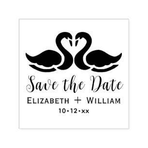 Elegante 2 Schwäne Silhouette Hochzeit Save the Da Permastempel