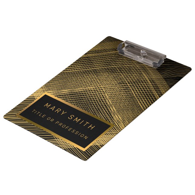 Elegante 2in1 Luxury Gold Black Business Card & Klemmbrett (Schrägansicht)