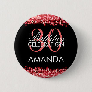 Elegante 30. Geburtstags-Party-Glitzern rot Button
