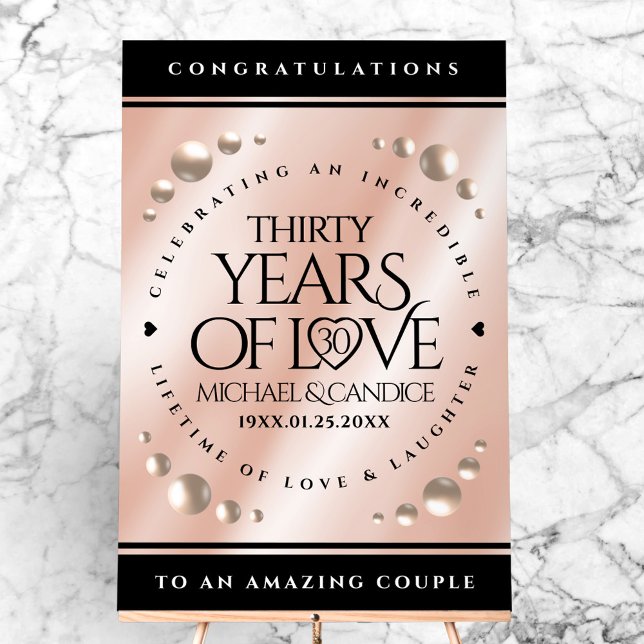Elegante 30. Geburtstagsfeier der Perlen Acrylschild (Elegant 30th Pearl Wedding Anniversary Acrylic Sign Cover Photo)