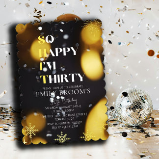 Elegante 30. Geburtstagsfeier Goldene Eleganz Einladung